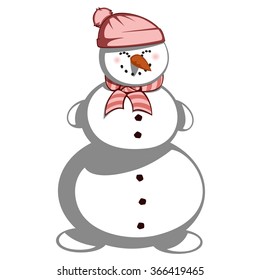 Mrs. snowman - A cute snowman lady in scarf and hat is smiling.