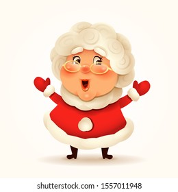 Mrs.Claus. Vector illustration of Mrs.Claus on plain background. Isolated. 