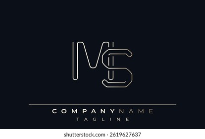 MS Abstract Line Style Logo. Minimalist Design Featuring the Letters M and S Abstract Line Style