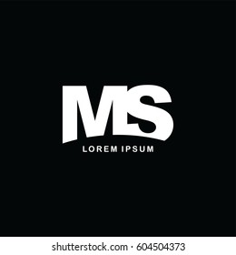 ms alphabet letter logo brand template logotype - below round under cut
