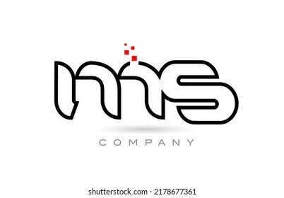 Diseño combinado del icono del logotipo de la letra del alfabeto conectado a MS con puntos y color rojo. Plantilla creativa para empresas y empresas
