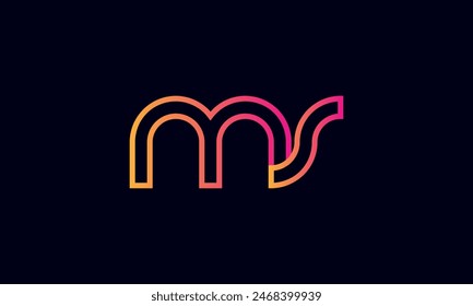 MS Creative And Modern MS Logo. Initial Letter MS Logo Design on Black Background.