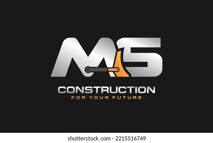 MS Dozer logo vector for construction company. Heavy equipment template vector illustration for your brand.