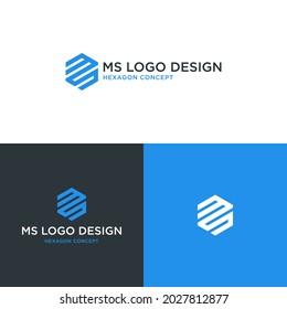 DISEÑO DE LOGOTIPO MS CON CONCEPTO DE HEXAGÓN