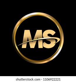 MS initial circle company logo gold black background