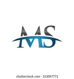 MS initial company blue swoosh logo