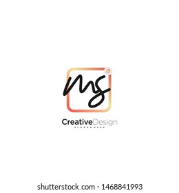 MS initial handwriting with color logo icon template vector.