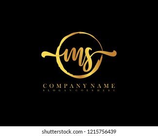 Plantilla de círculo del logotipo de escritura a mano inicial de MS vectorial