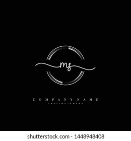 MS initial handwriting logo template vector