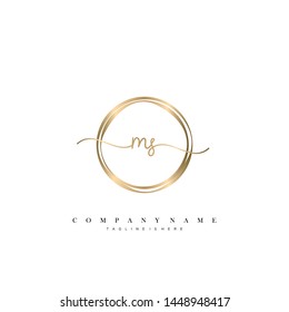 MS initial handwriting logo template vector