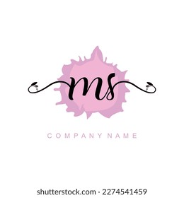 MS initial handwriting logo template vector illustration Background design.