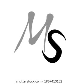 Ms logotipo manuscrito inicial para la identidad