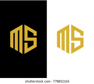 MS initial hexagon icon. letter. logo vector eps 10