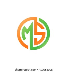 MS initial letters looping linked circle logo orange green
