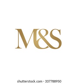 M&S Initial logo. Ampersand monogram golden logo