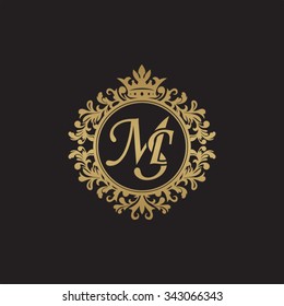 MS initial luxury ornament monogram logo