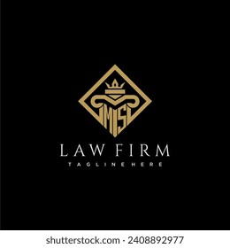 MS initial monogram logo for lawfirm with pillar in creative square design