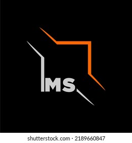 MS initial monogram technologi logo with square style design