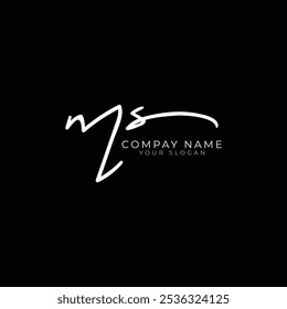 MS Initial Signature Logo: Elegant Handwritten Monogram