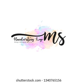 MS initial signature logo. handwriting logo template vector,