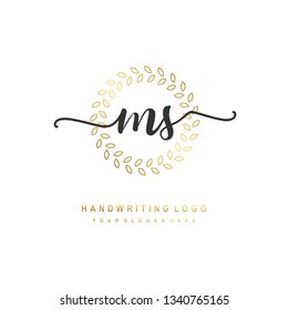 MS initial signature logo. handwriting logo template vector,