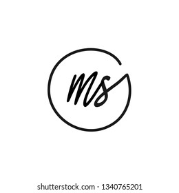 MS initial signature logo. handwriting logo template vector,