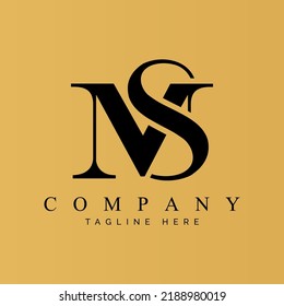 Diseño de letras MS diseño de diseño de icono concepto de icono con fuente serif y estilo clásico elegante de imagen vectorial.