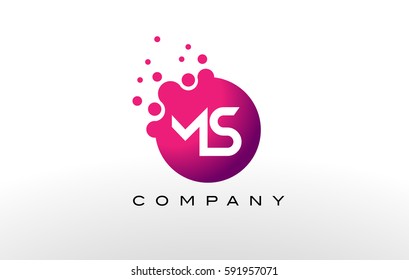 MS Letter Dots Logo Design with Creative Trendy Bubbles and Purple Magenta Colors.