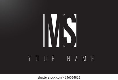 MS Letter Logo With Black and White Letters Negative Space Design.