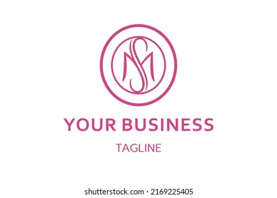 MS letter logo design, initial, monogram, icon, symbol. Beautiful lettering M and S, feminine looks. Very suitable for salon or spa, jewelry store, beauty clinic visual identity etc.