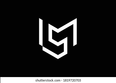 Diseño del logo de la carta MS sobre fondo de lujo. Concepto de logotipo de letras de monograma SM. Diseño de iconos de MS. SM elegante y Professional diseño de iconos de letras en color blanco sobre fondo negro.  MS SM M S