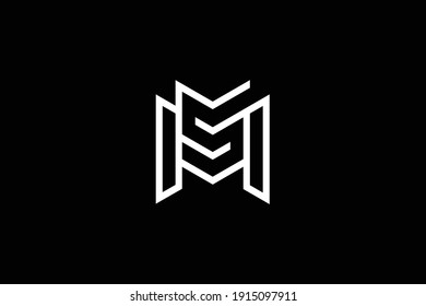 Diseño del logo de la carta MS sobre fondo de lujo. Concepto de logotipo de letras de monograma SM. Diseño de iconos de MS. SM elegante y profesional icono de letra blanca en color sobre fondo negro.