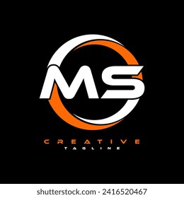 Diseño del logotipo de la letra MS sobre fondo negro. Concepto del logotipo de la letra creativa de MS iniciales. Diseño de letras MS.