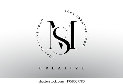 MS Letter Logo Design with Serif Typography Font and Elegant Modern Look in Black and White Colors Vector Illustration.