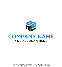 Logo de la carta MS en forma de hexágonos y logotipos de cubo con diseños de letras para identidad corporativa