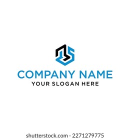Logo de la carta MS en forma de hexágonos y logotipos de cubo con diseños de letras para identidad corporativa