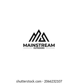 MS Letter Logo Vector Design with mountain outdoor concept