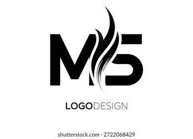 Logotipo MS Letter Monogram com Brush Artístico Traçado para identidade de marca moderna