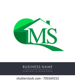 MS letter roof shape logo green, initial logo AB with house icon, business logo and property developer.
