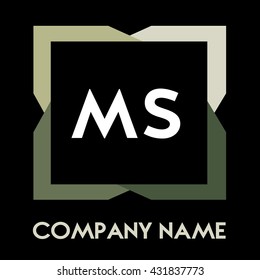 MS letters business logo creative  icon design template elements in abstract background logo, design identity in square with four colors, modern alphabet letters