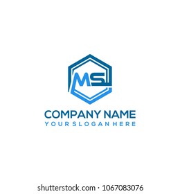 MS logo letter initial, Abstract polygonal Background Logo,
