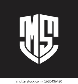 MS Logo monogram with emblem shield shape design isolated on black background