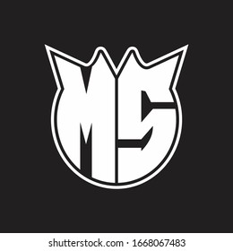 MS Logo monogram with horn shape style design isolated on black background