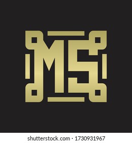 MS Logo monogram with piece line art design template