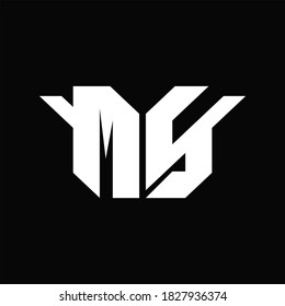 Monograma del logotipo de MS con una sola ala plantilla de diseño sobre fondo negro