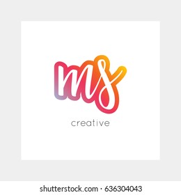 MS logo, vector. Useful as branding, app icon, alphabet combination, clip-art.