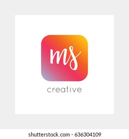 MS logo, vector. Useful as branding, app icon, alphabet combination, clip-art.
