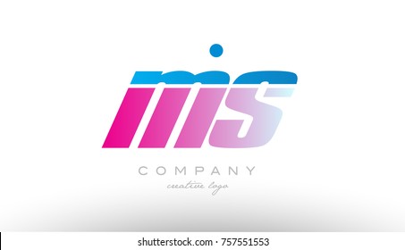 ms m s alphabet letter combination in pink and blue color. Can be used as a logo for a company or business with initials