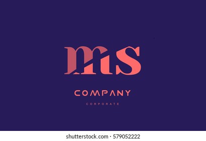 ms m s alphabet small letter blue pink creative design vector company logo icon template 