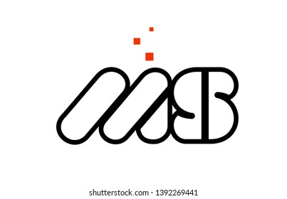 MS M S black white red dots alphabet letter combination suitable as a logo icon design for a company or business
